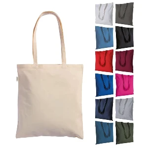 sacose colorate de cumparaturi din bumbac reciclat de 220 grame 26105