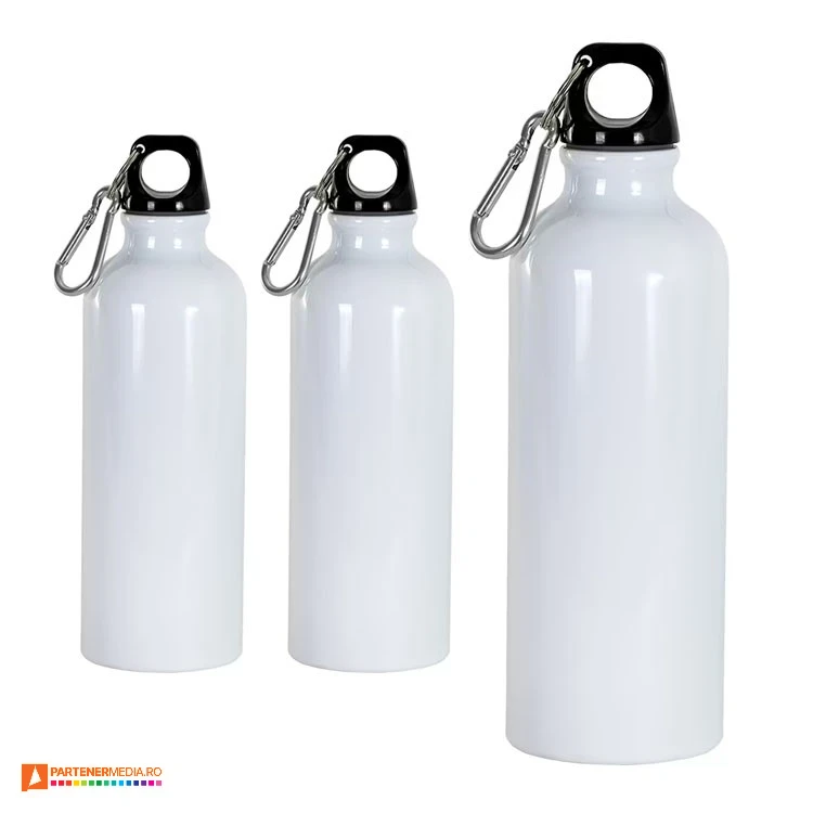 sticle metalice albe sublimabile de 500 ml cu carabina 2640401