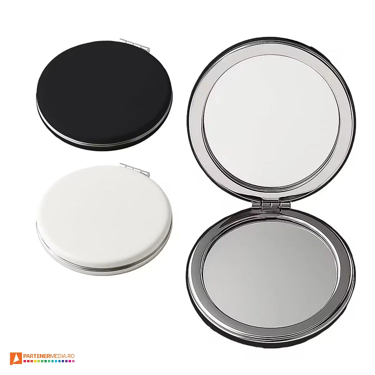 oglinzi rotunde de buzunar din imitatie de piele si metal 2641602 poza 1