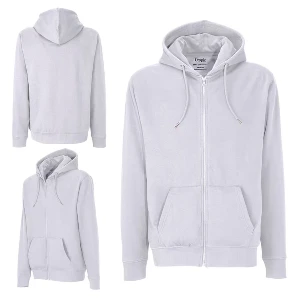 hanorace unisex albe cu gluga si buzunare mari ut23010 poza 2