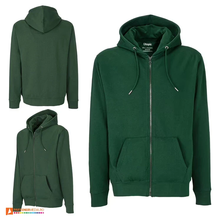 hanorace unisex verzi cu gluga si buzunare mari ut23010 poza 6