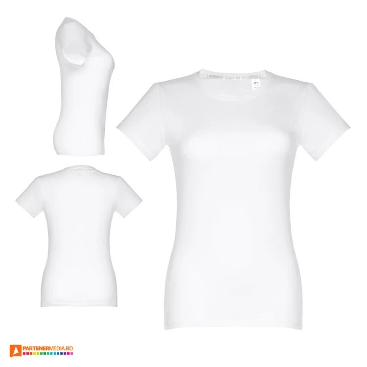 tricouri albe de dama din bumbac cu maneci scurte th clothes 30113 poza 1