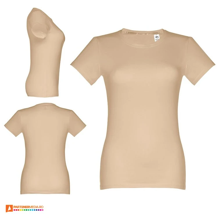 tricouri crem de dama din bumbac cu maneci scurte th clothes 30114 poza 12
