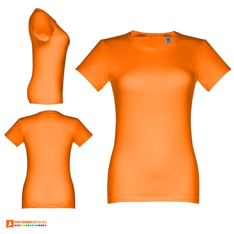 tricouri de dama portocalii din bumbac cu maneci scurte th clothes 30114 poza 17