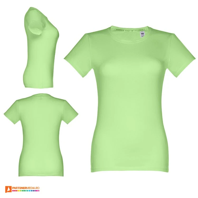 tricouri de dama verzi din bumbac cu maneci scurte th clothes 30114 poza 3