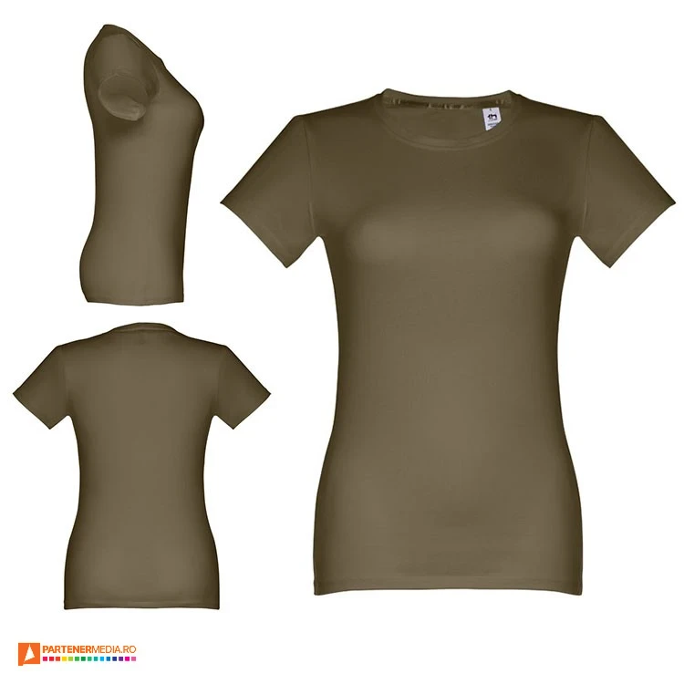 tricouri maro de dama din bumbac cu maneci scurte th clothes 30114 poza 5