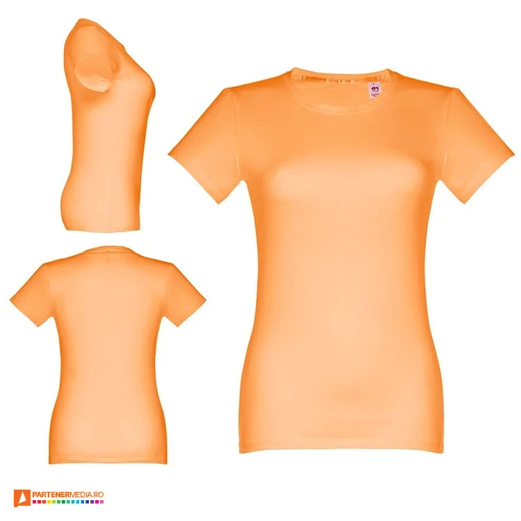 tricouri portocalii de dama din bumbac cu maneci scurte th clothes 30114 poza 6