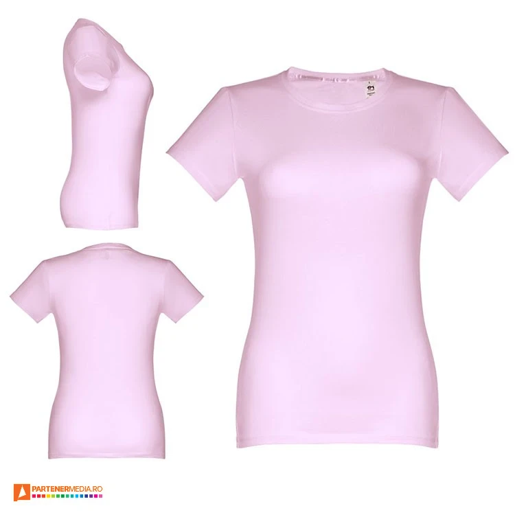 tricouri roz de dama din bumbac cu maneci scurte th clothes 30114 poza 8