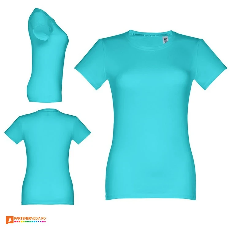 tricouri turquise de dama din bumbac cu maneci scurte th clothes 30114 poza 9