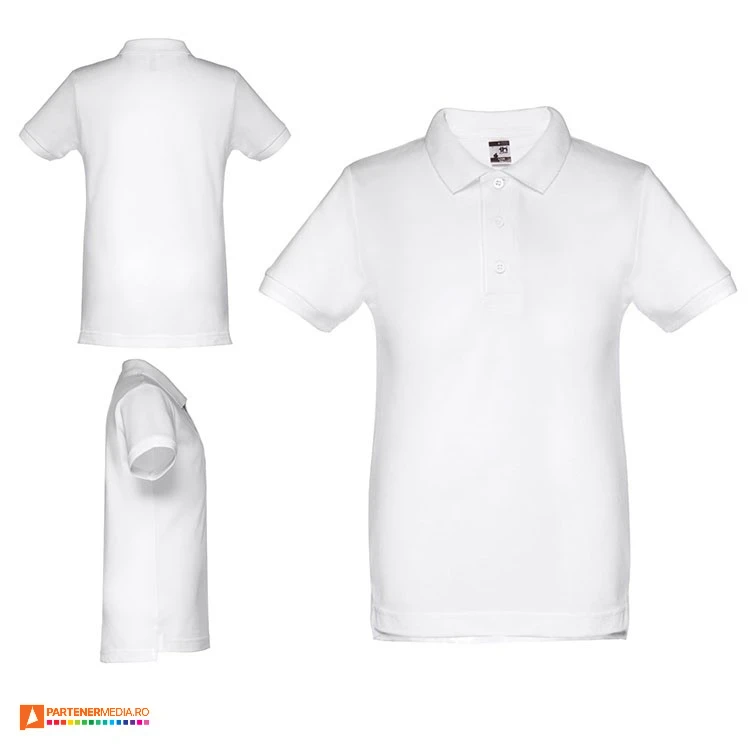 tricouri polo albe de copii din bumbac 30172 poza 1