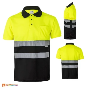 tricouri polo reflectorizante galben cu negru 36063 poza 8