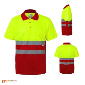 tricouri polo reflectorizante galben cu rosu 36063 poza 9