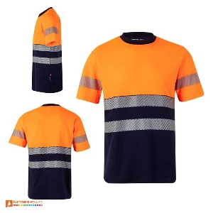 tricouri bicolore unisex reflectorizante portocaliu bleumarin 36096 poza 2
