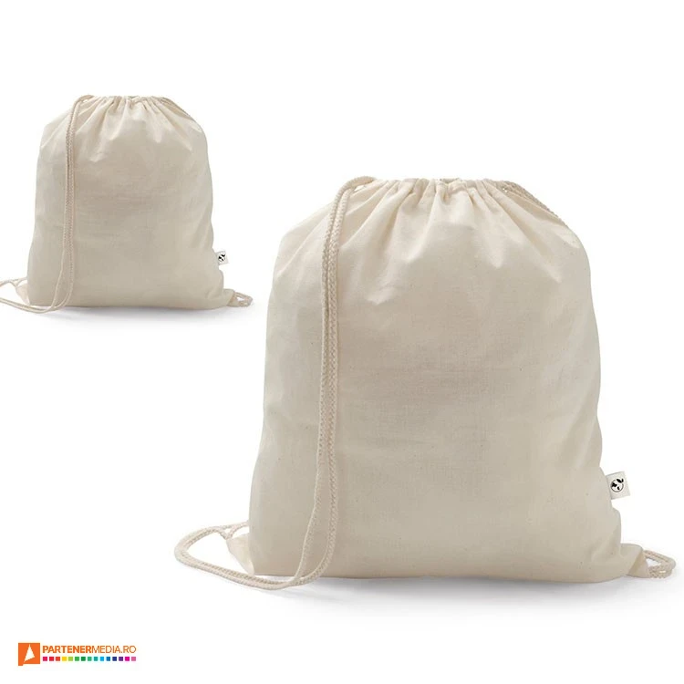 rucsaci crem nature cu snururi duble de tip drawstring 92392