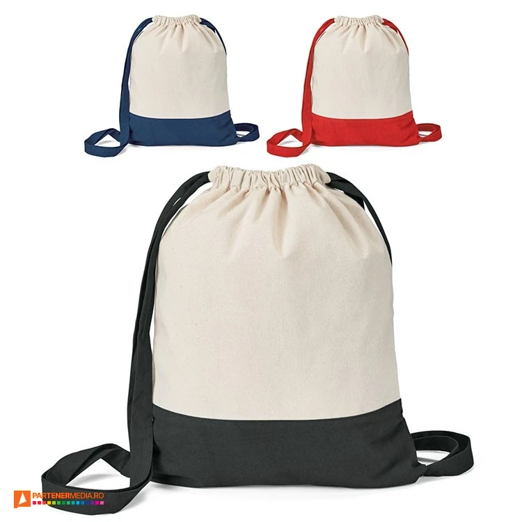 rucsacuri drawstring din bumbac cu baza colorata 92913