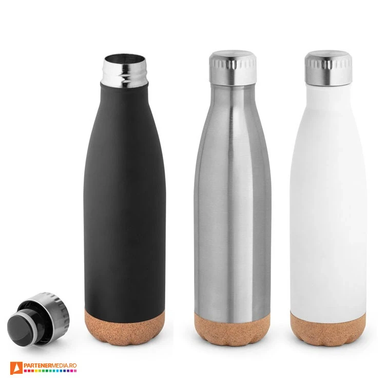 94240 bidoane metalice de 560 ml cu baza din pluta