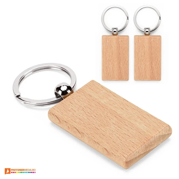 brelocuri promotionale dreptunghiulare din lemn de fag 95091