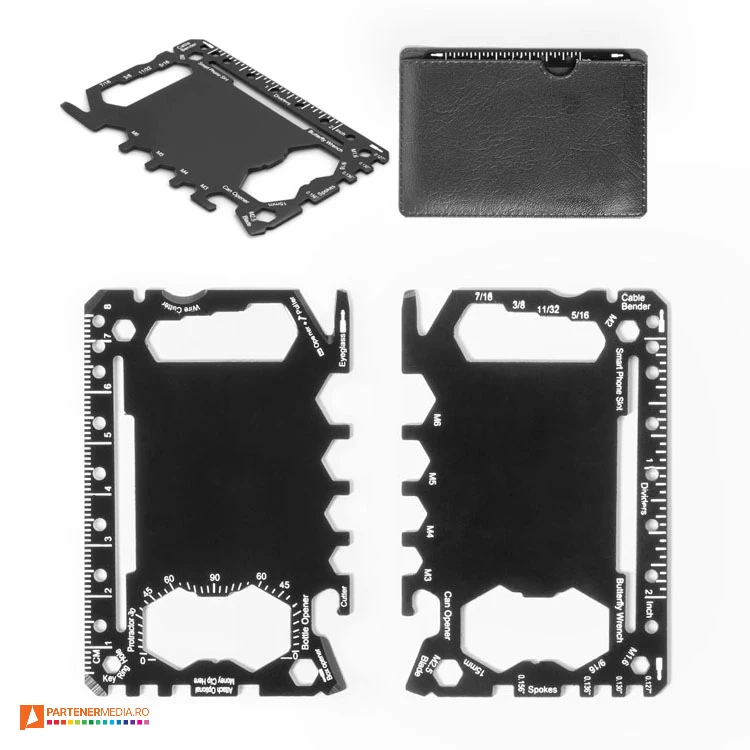 Carduri promotionale cu 20 de functii din otel inoxidabil unelte multifunctionale metalice cu forma de card 98166