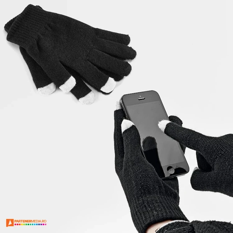 manusi negre unisex cu varfuri pentru touch screen 99016