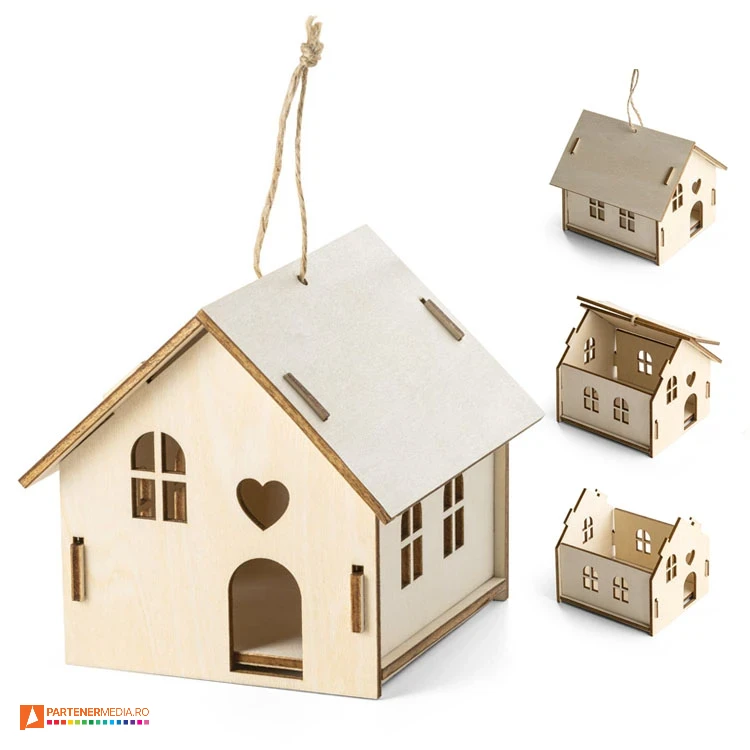 decoratiune de craciun din lemn cu forma de casa 99035 decoratiune de craciun din lemn cu forma de casa 99035 poza 1
