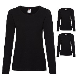 tricouri negre de dama cu maneci lungi F18401 poza 2