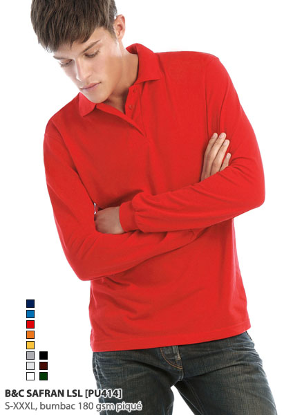 tricouri polo cu maneca lunga pentru barbati Safran LSL PU414 poza 1