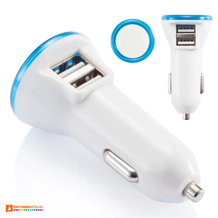 incarcatoare auto usb cu lumina led ambientala p302274